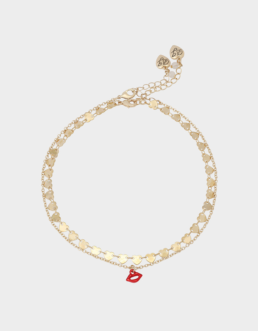 LIPS NECKLACE SET RED - JEWELRY - Betsey Johnson