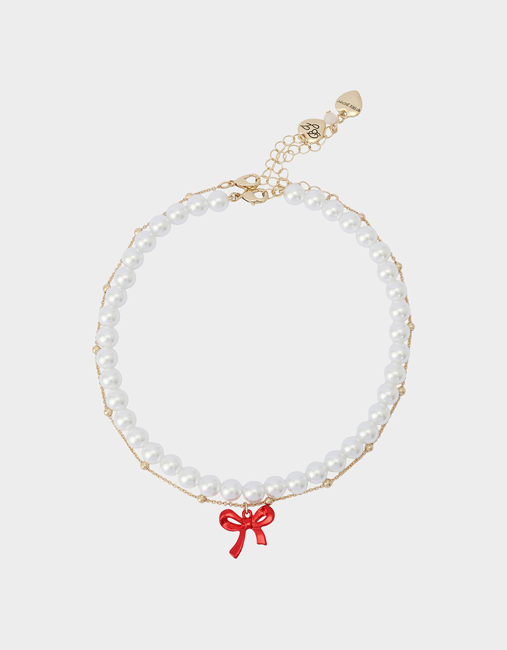 PEARL BOW NECKLACE SET RED - JEWELRY - Betsey Johnson