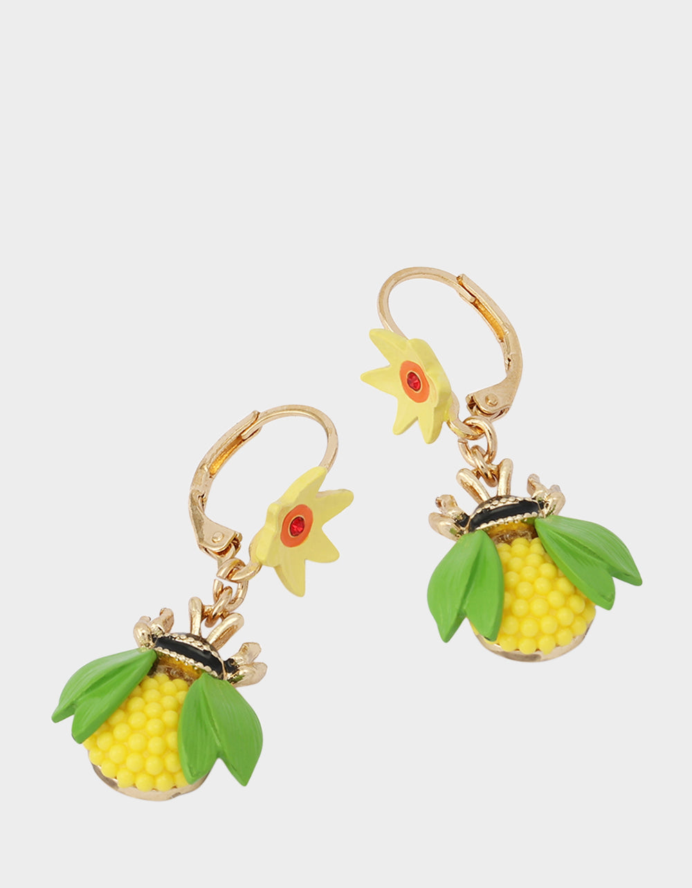BEE FLOWER LEVER BACK EARRINGS YELLOW - JEWELRY - Betsey Johnson - view 3