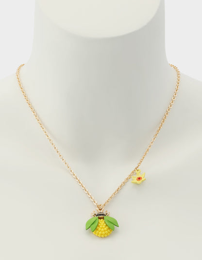 BEE FLOWER SHORT PENDANT NECKLACE YELLOW - JEWELRY - Betsey Johnson