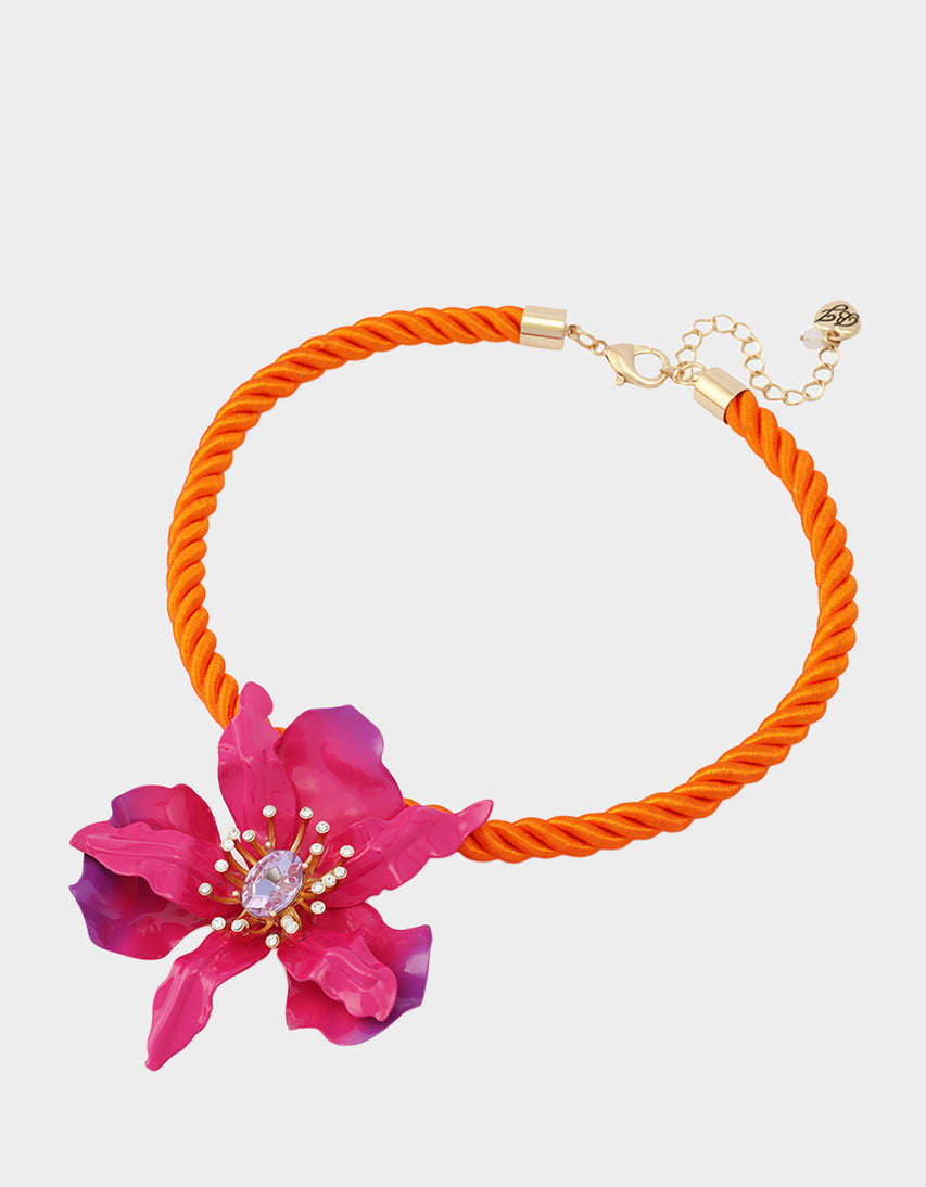 ORCHID SHORT PENDANT NECKLACE PINK - JEWELRY - Betsey Johnson