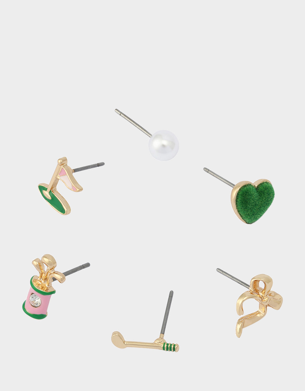 MISMATCH GOLF STUD SET GREEN - JEWELRY - Betsey Johnson - view 3