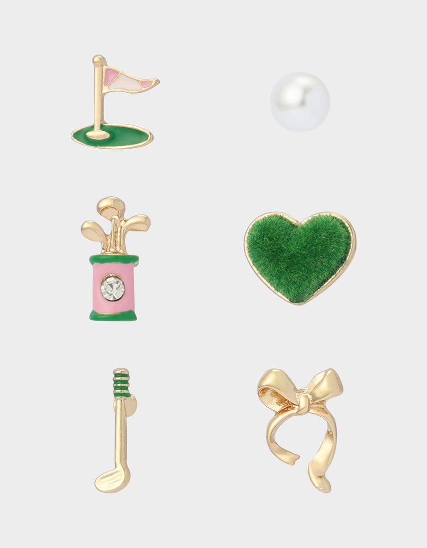 MISMATCH GOLF STUD SET GREEN - JEWELRY - Betsey Johnson