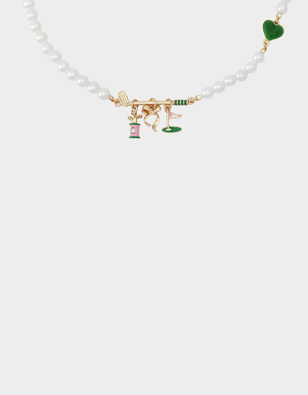joolz by martha calvo dupe GOLF FRONTAL NECKLACE GREEN Women's Sports-Themed Golf Pearl Necklace – Betsey Johnson