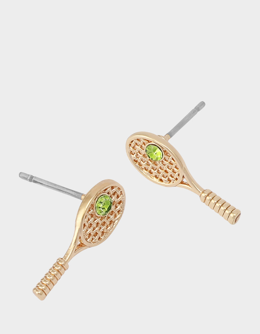 LOVE TENNIS RACQUET EARRINGS GREEN - JEWELRY - Betsey Johnson