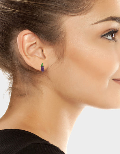 EGGPLANT STUD EARRINGS PURPLE - JEWELRY - Betsey Johnson