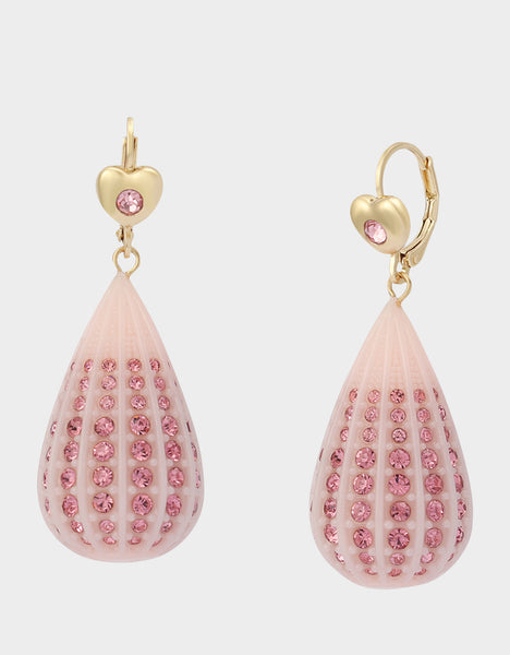 CRYSTAL TEAR LEVER EARRINGS PINK Rhinestone Women display picture 2