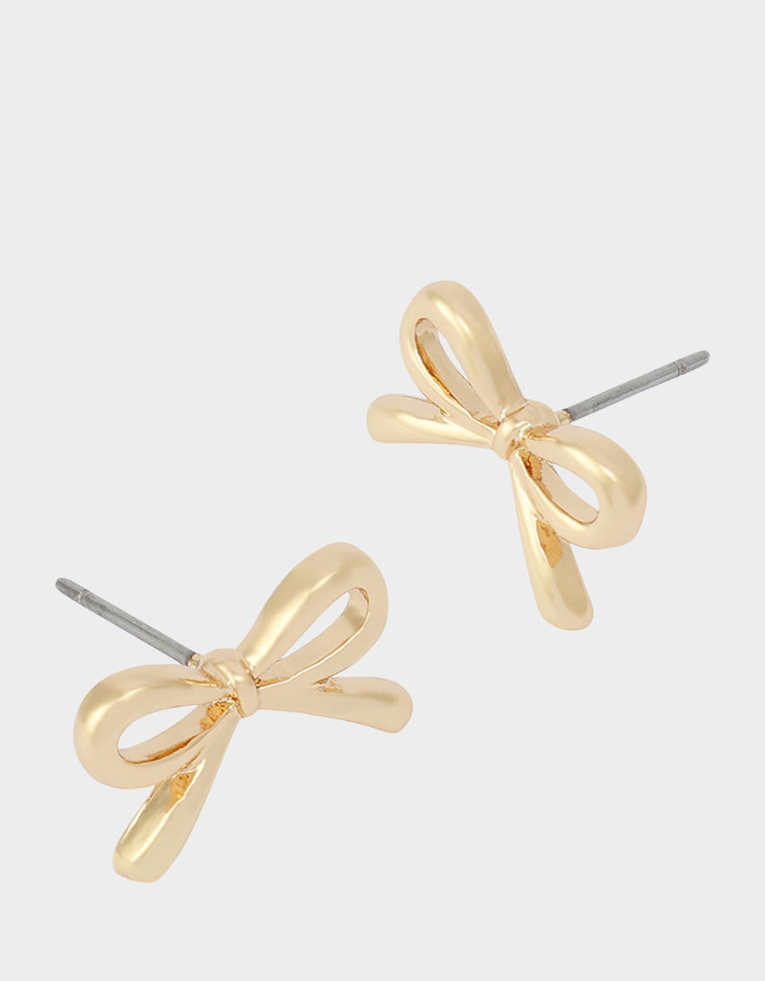 BOW STUD EARRINGS GOLD - JEWELRY - Betsey Johnson
