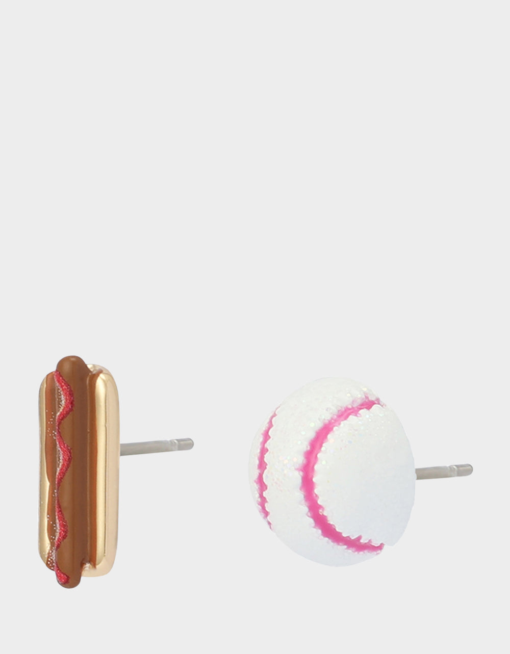 MISMATCH HOTDOG BASEBALL STUDS WHITE - JEWELRY - Betsey Johnson - view 2