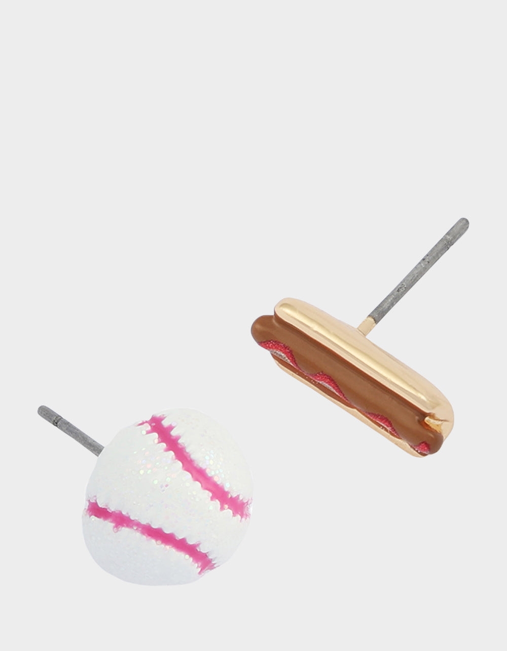 MISMATCH HOTDOG BASEBALL STUDS WHITE - JEWELRY - Betsey Johnson - view 3