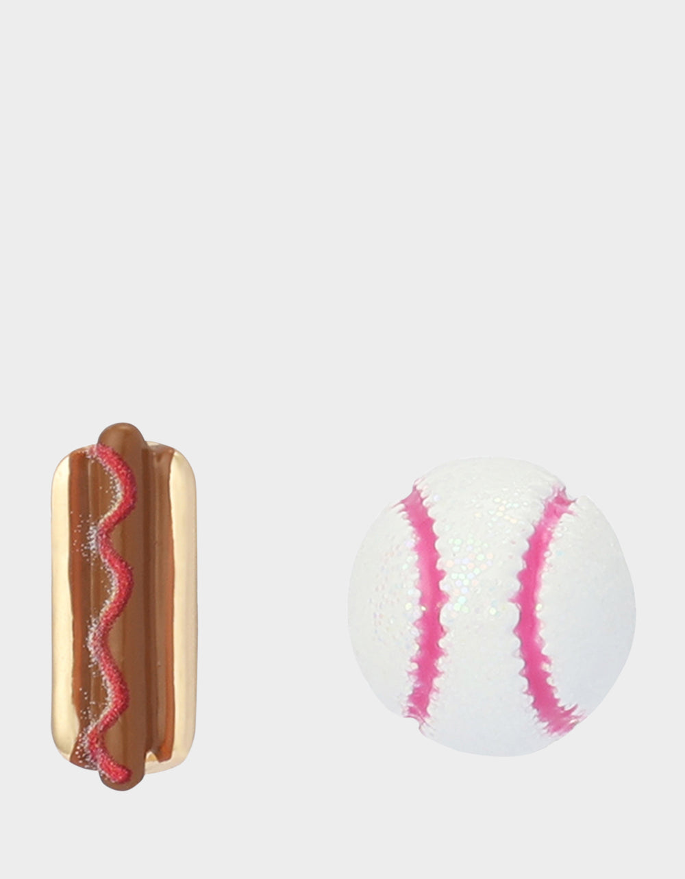 MISMATCH HOTDOG BASEBALL STUDS WHITE - JEWELRY - Betsey Johnson