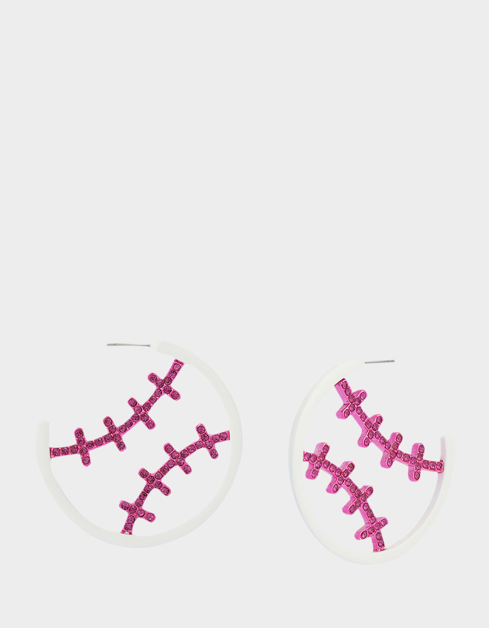 BASEBALL HOOP EARRINGS PINK - JEWELRY - Betsey Johnson