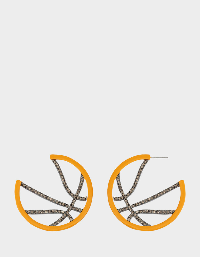BASKETBALL HOOP EARRINGS ORANGE - JEWELRY - Betsey Johnson