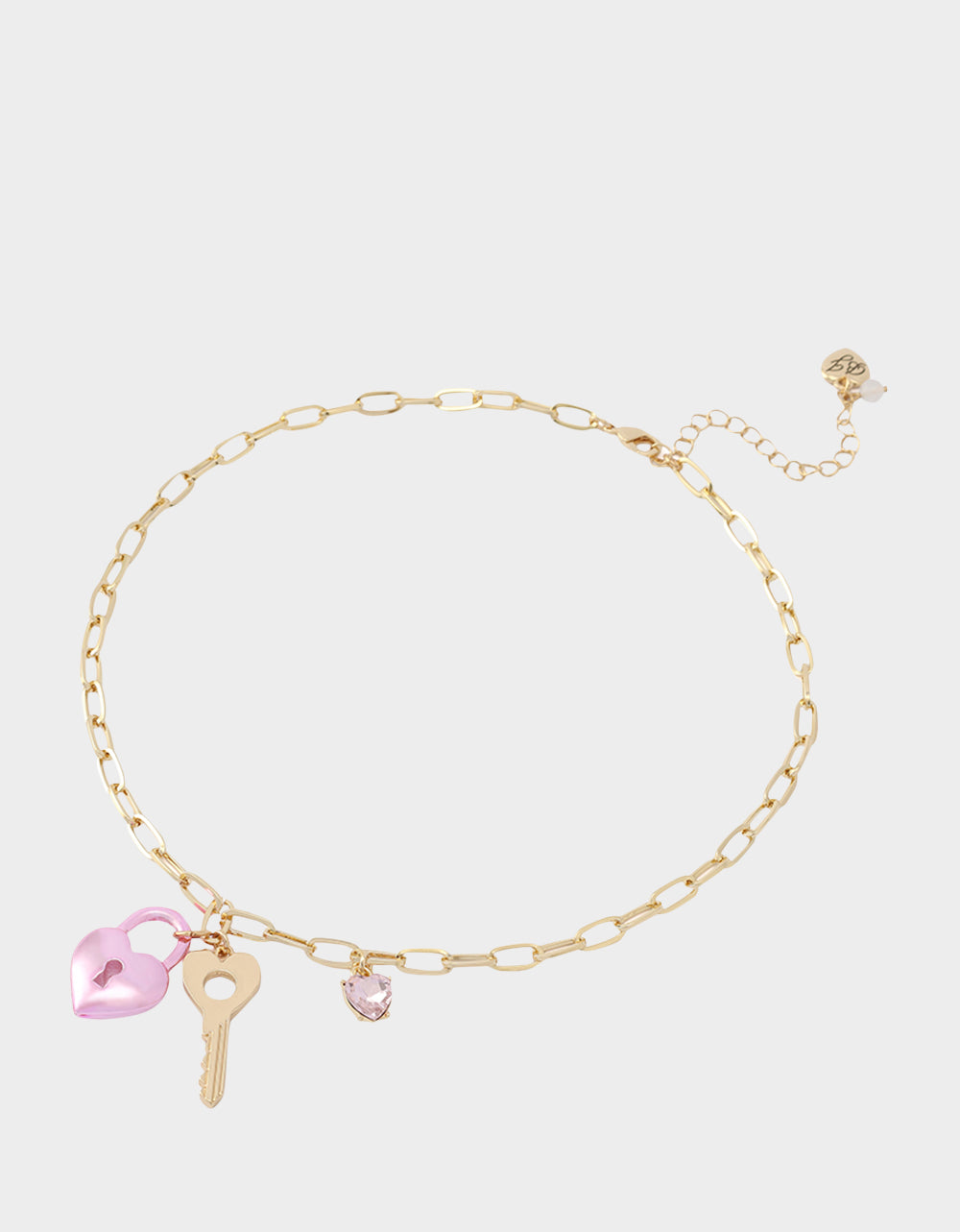 HEART LOCK SHORT PENDANT NECKLACE PINK - JEWELRY - Betsey Johnson