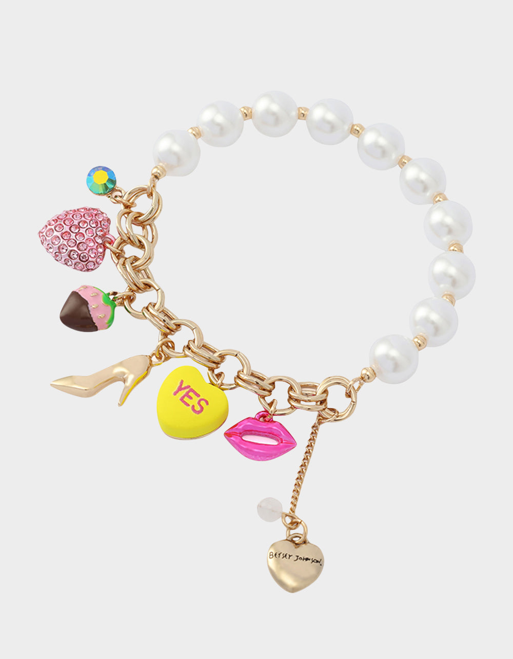 SWEETHEART CHARM STRETCH BRACELET PEARL - JEWELRY - Betsey Johnson