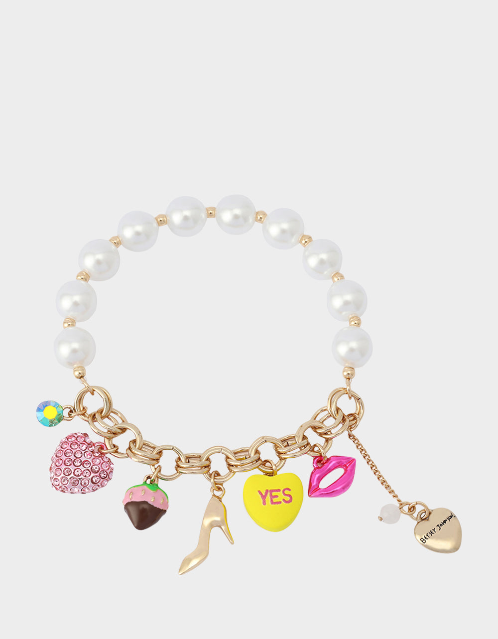 SWEETHEART CHARM STRETCH BRACELET PEARL - JEWELRY - Betsey Johnson