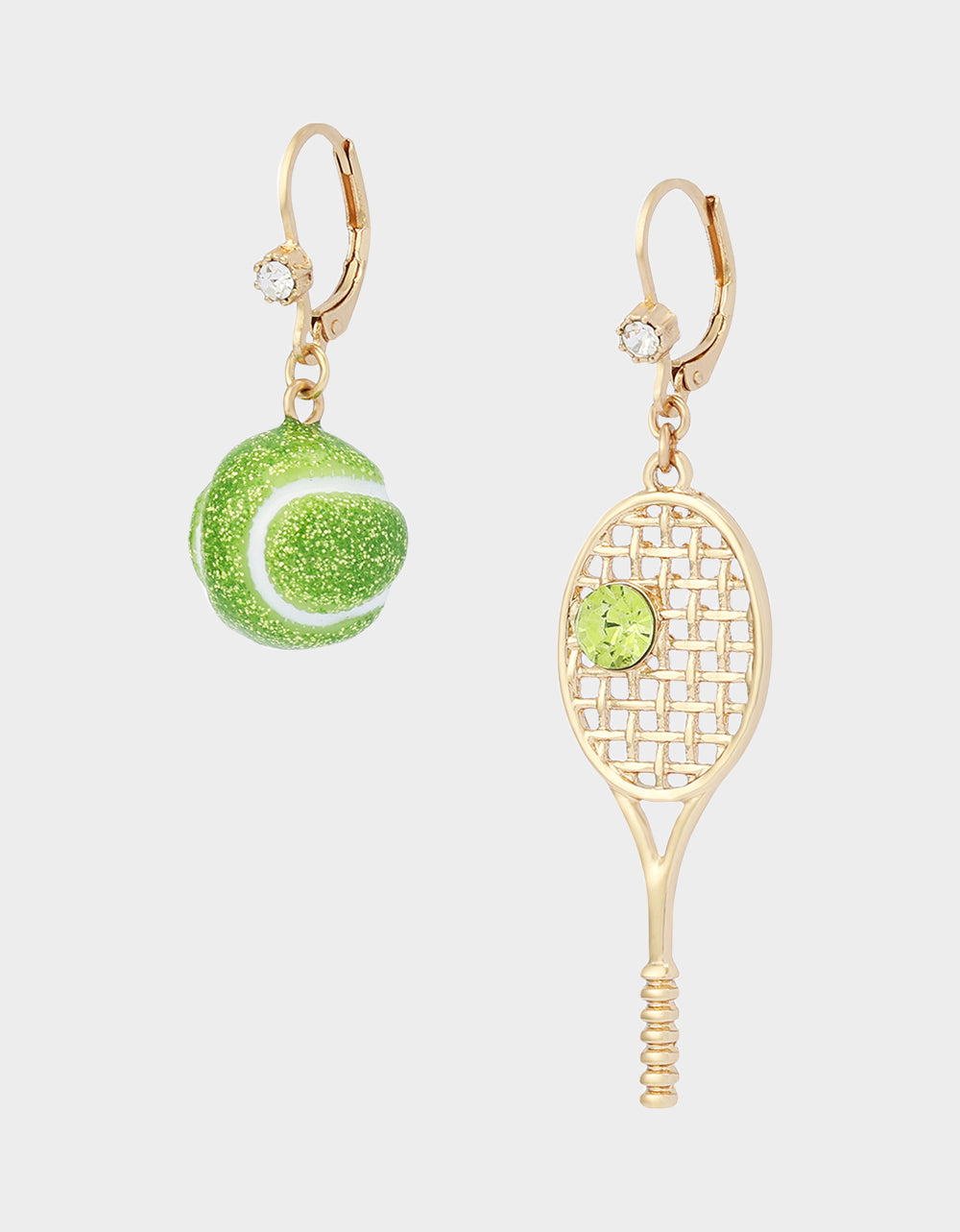 MISMATCH TENNIS RACQUET AND BALL EARRINGS GREEN - JEWELRY - Betsey Johnson
