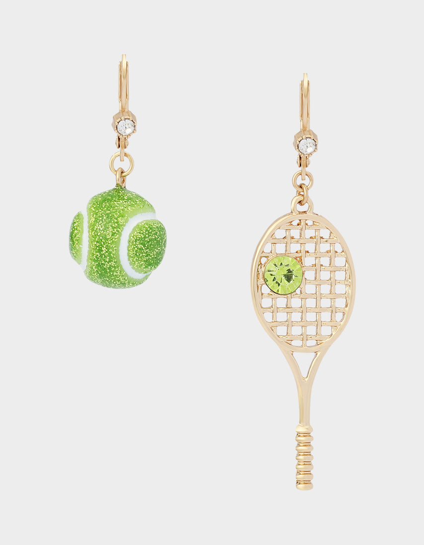 MISMATCH TENNIS RACQUET AND BALL EARRINGS GREEN - JEWELRY - Betsey Johnson