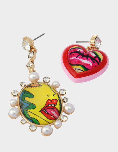 ART CAMPAIGN MISMATCH DROP EARRINGS - JEWELRY - Betsey Johnson