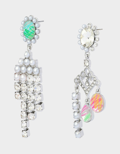 ART CAMPAIGN CHANDELIER MISMATCH EARRINGS - JEWELRY - Betsey Johnson