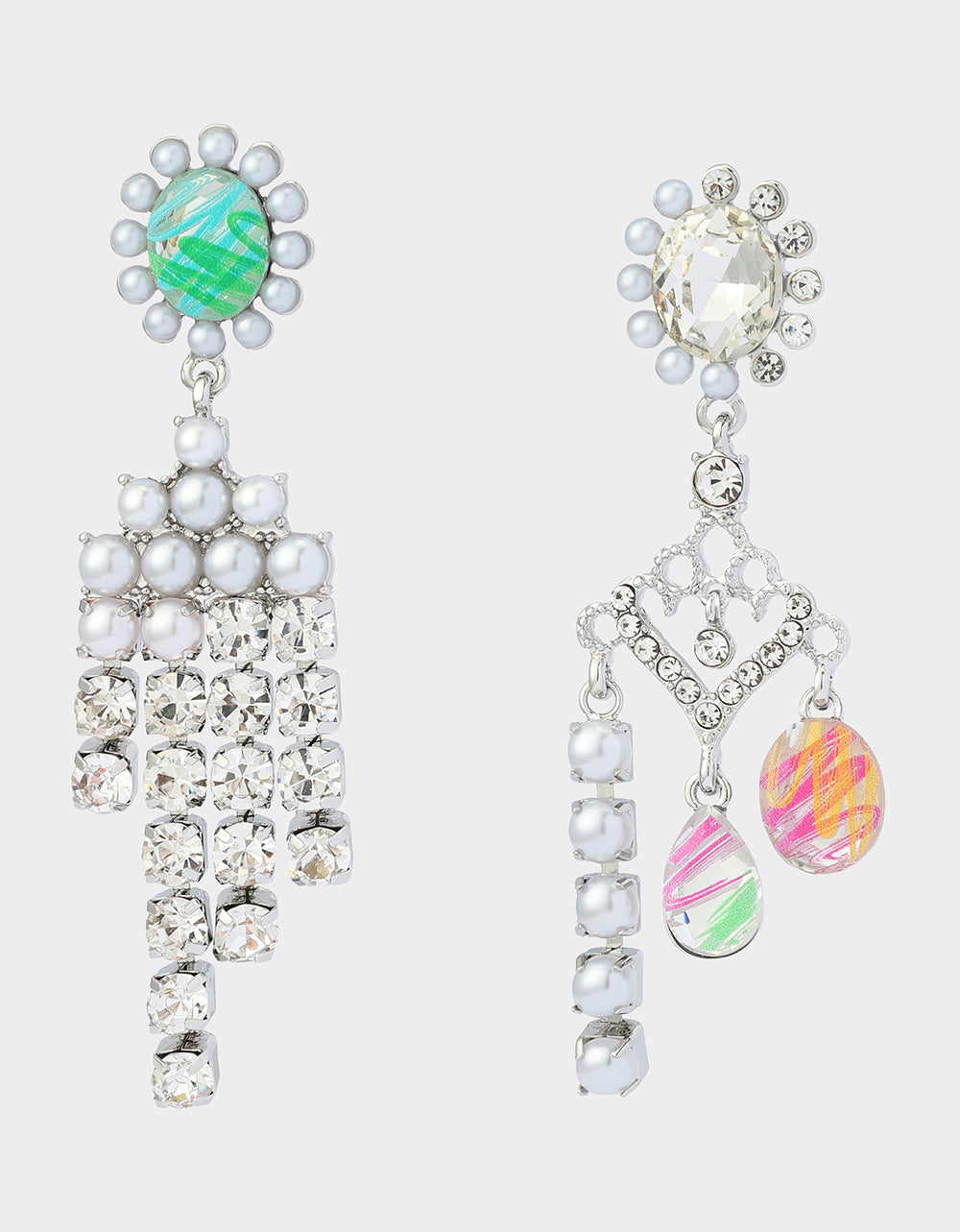 ART CAMPAIGN CHANDELIER MISMATCH EARRINGS - JEWELRY - Betsey Johnson