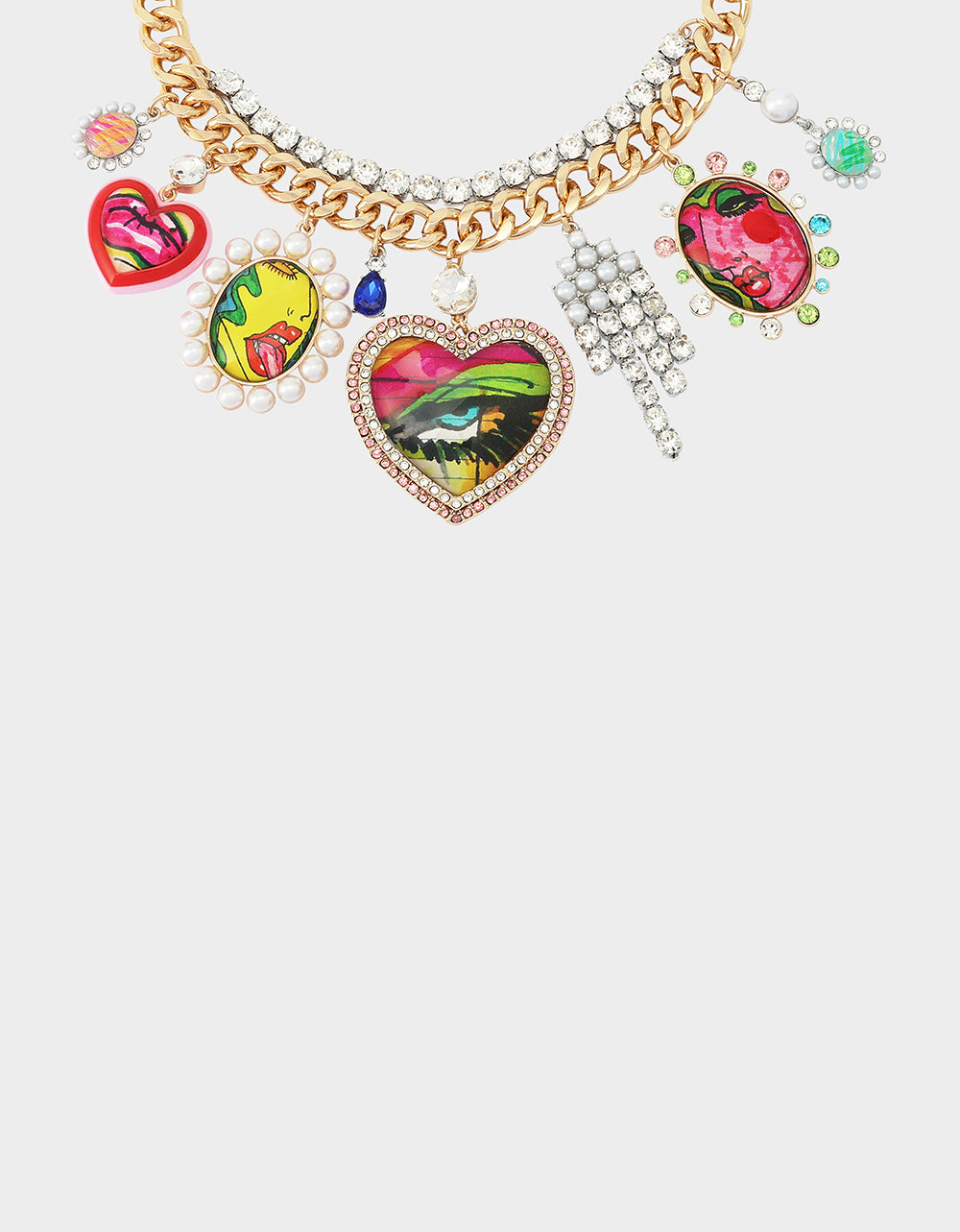 ART CAMPAIGN CHARM NECKLACE MULTI - JEWELRY - Betsey Johnson
