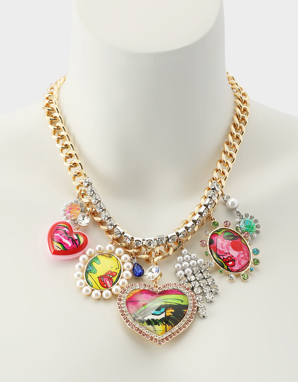 ART CAMPAIGN CHARM NECKLACE MULTI - JEWELRY - Betsey Johnson