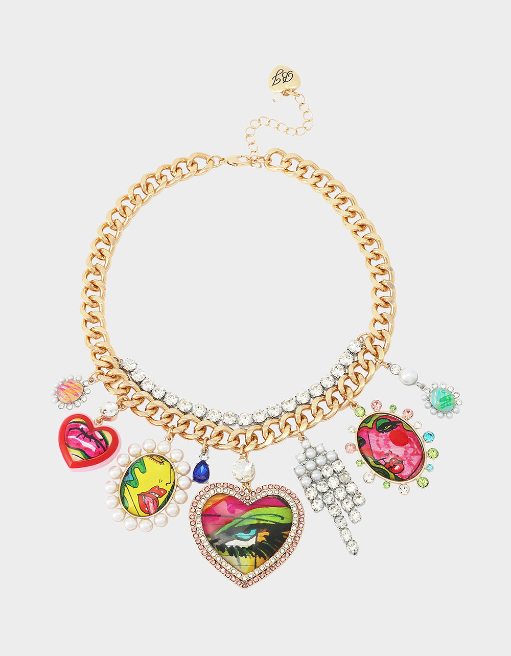 ART CAMPAIGN CHARM NECKLACE MULTI - JEWELRY - Betsey Johnson