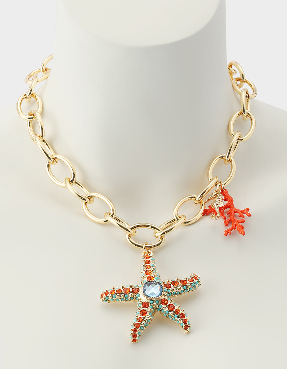 STARFISH SHORT PENDANT NECKLACE ORANGE - JEWELRY - Betsey Johnson