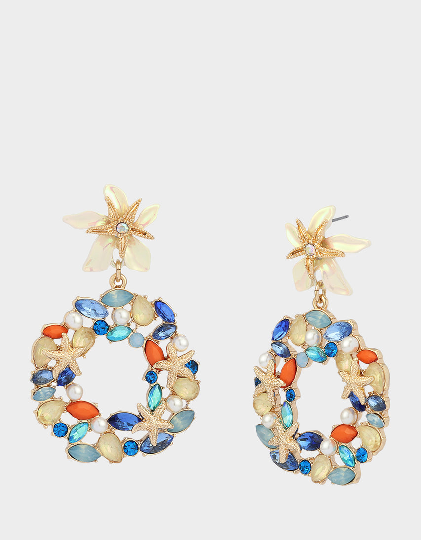 STARFISH DROP KNOCKER EARRINGS BLUE - JEWELRY - Betsey Johnson