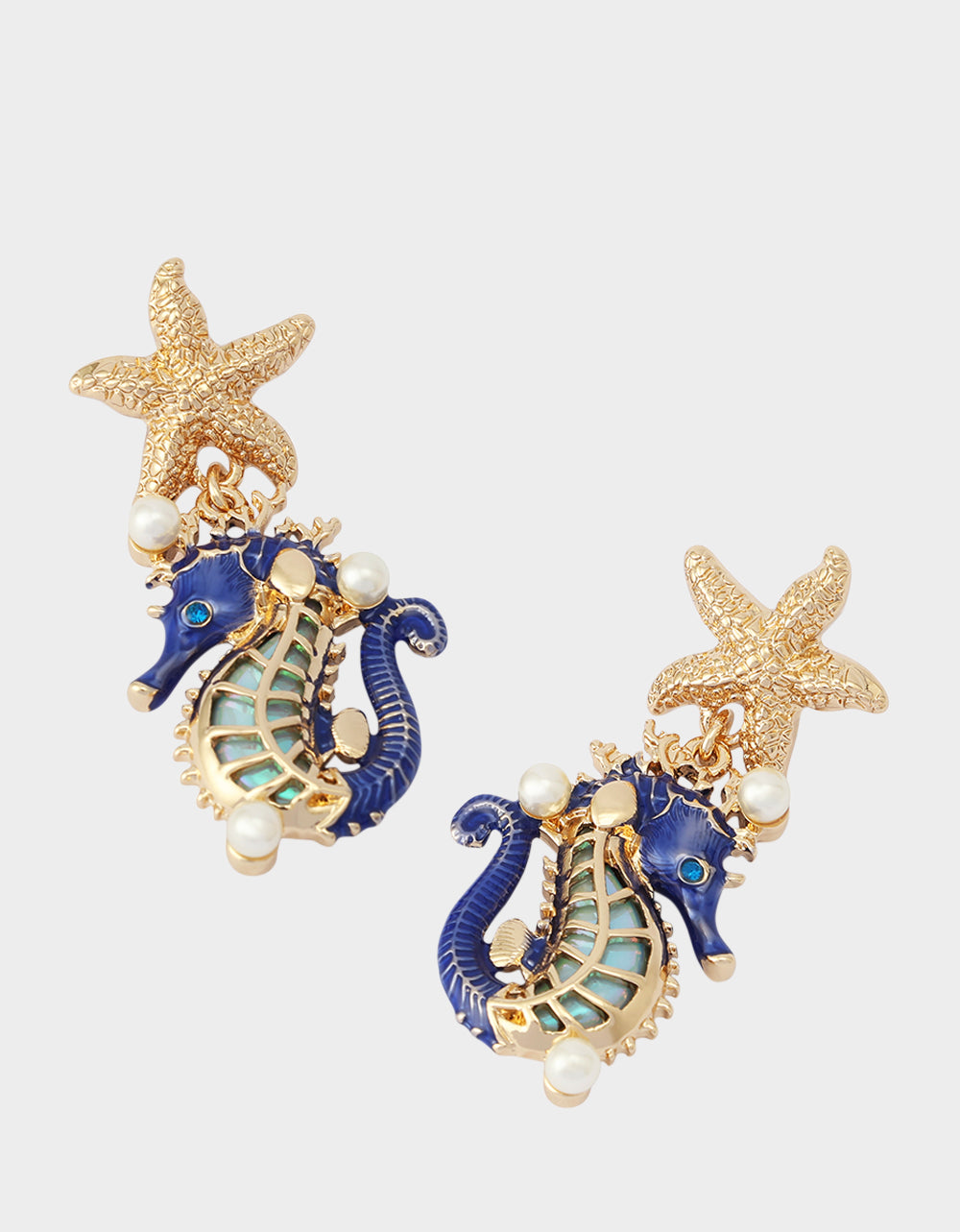 SEAHORSE STAR DROP EARRINGS BLUE - JEWELRY - Betsey Johnson - view 3