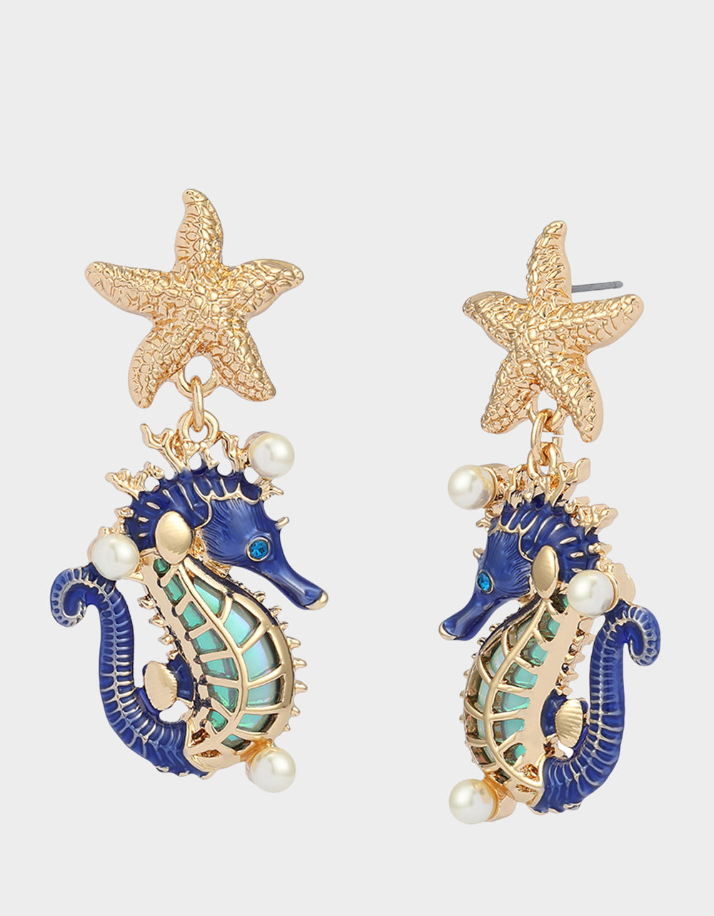 SEAHORSE STAR DROP EARRINGS BLUE - JEWELRY - Betsey Johnson