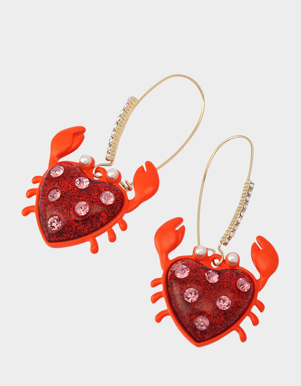 CRAB SHEPHERD HOOK EARRINGS RED - JEWELRY - Betsey Johnson