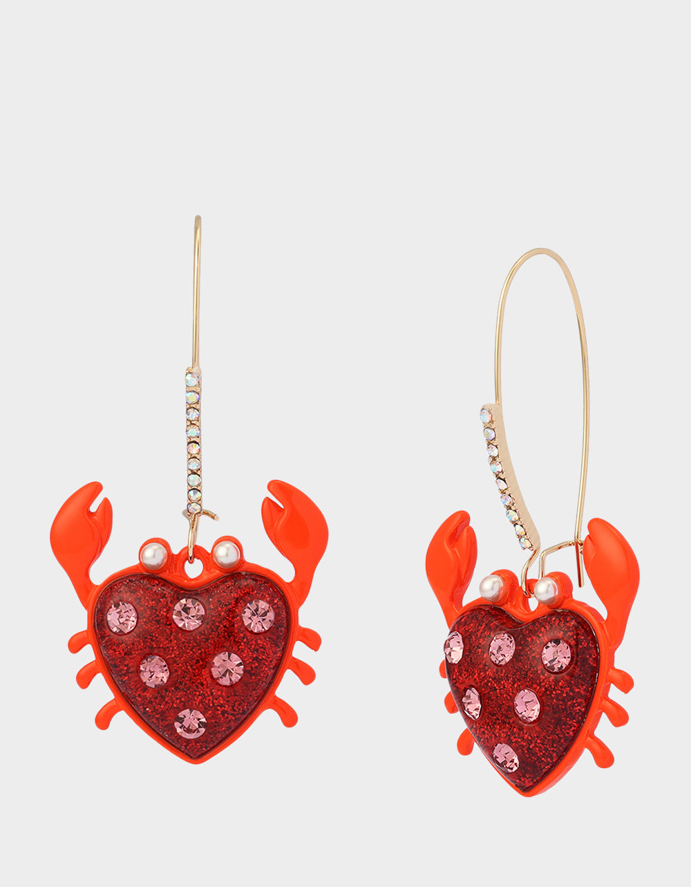 CRAB SHEPHERD HOOK EARRINGS RED - JEWELRY - Betsey Johnson