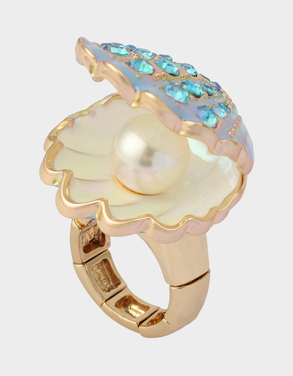 CLAM SHELL STRETCH RING BLUE - JEWELRY - Betsey Johnson - view 3