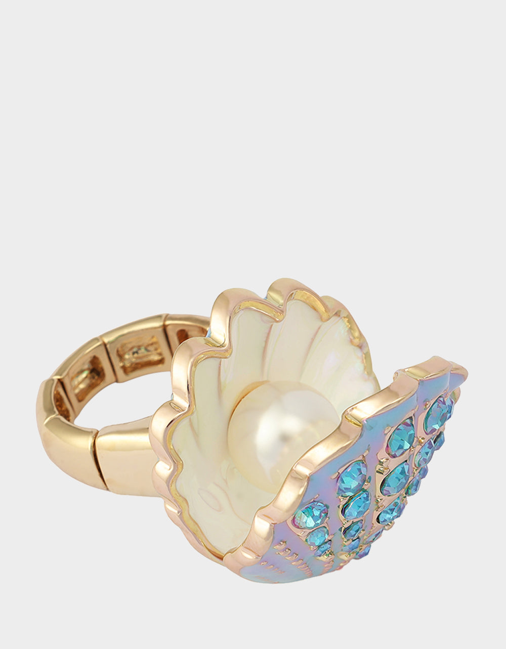 CLAM SHELL STRETCH RING BLUE - JEWELRY - Betsey Johnson - view 5