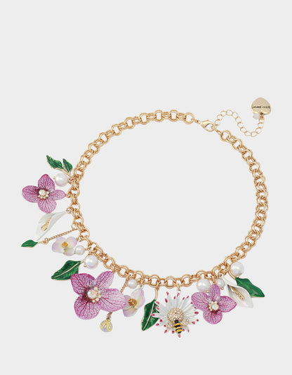 FLOWER BOUQUET FRONTAL NECKLACE PURPLE - JEWELRY - Betsey Johnson