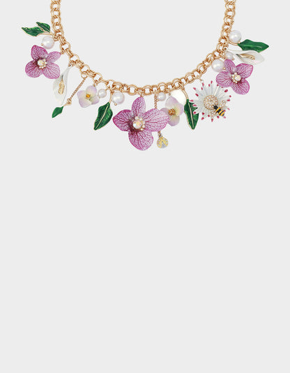 FLOWER BOUQUET FRONTAL NECKLACE PURPLE - JEWELRY - Betsey Johnson