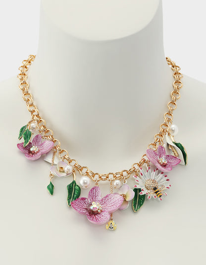 FLOWER BOUQUET FRONTAL NECKLACE PURPLE - JEWELRY - Betsey Johnson