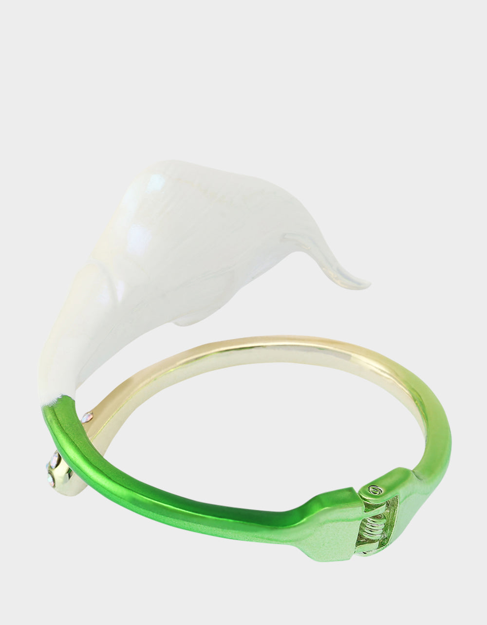 CALLA LILY BYPASS BANGLE BRACELET GREEN - JEWELRY - Betsey Johnson - view 5