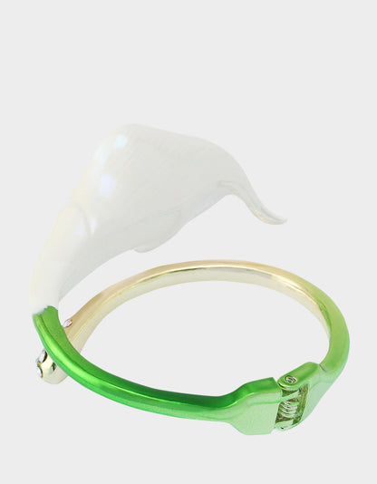 CALLA LILY BYPASS BANGLE BRACELET GREEN - JEWELRY - Betsey Johnson