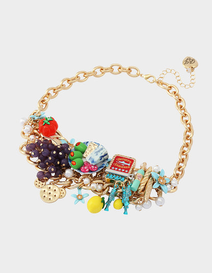 CHARCUTERIE BAUBLE FRONT NECKLACE MULTI - JEWELRY - Betsey Johnson