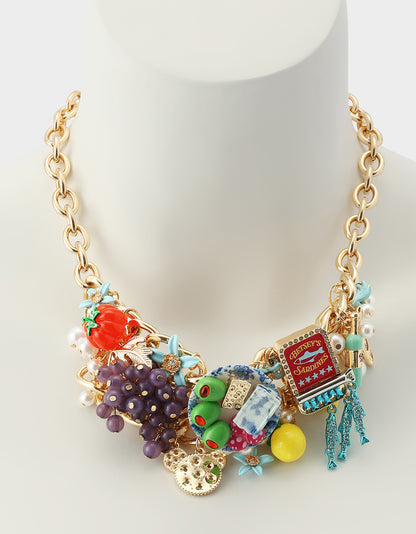 CHARCUTERIE BAUBLE FRONT NECKLACE MULTI - JEWELRY - Betsey Johnson