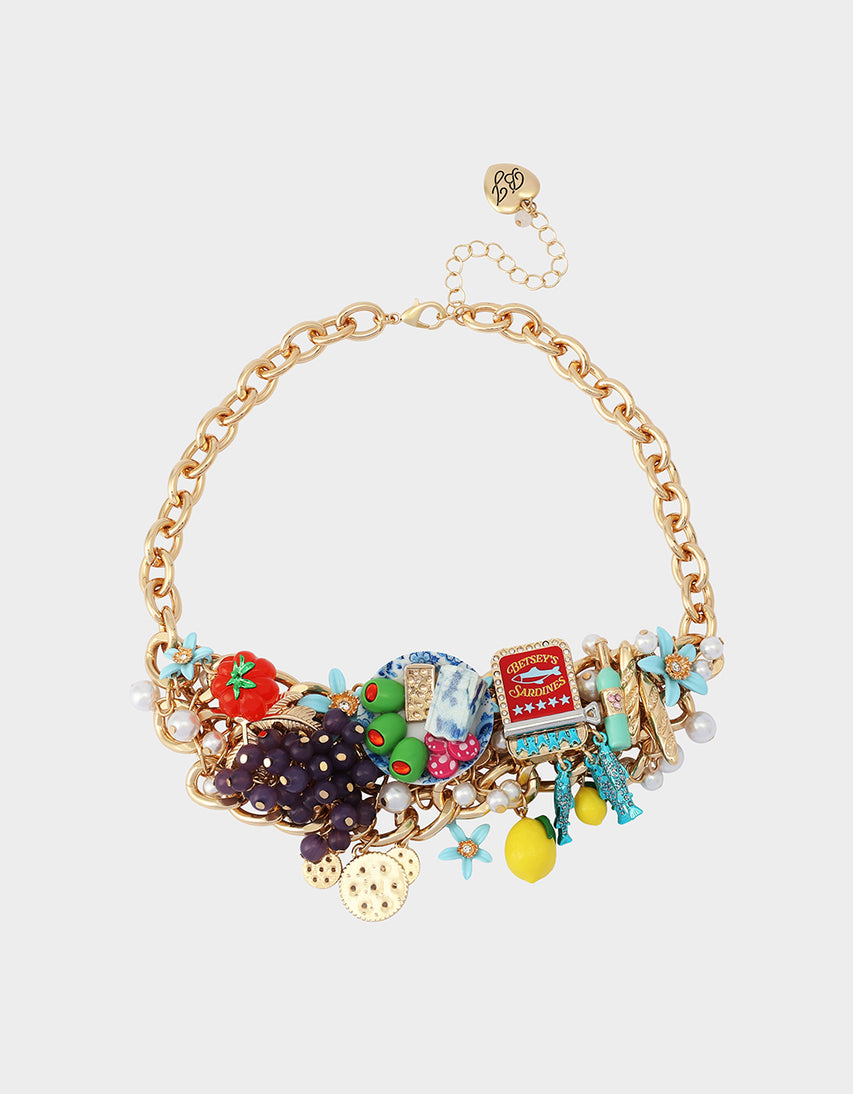 CHARCUTERIE BAUBLE FRONT NECKLACE MULTI - JEWELRY - Betsey Johnson