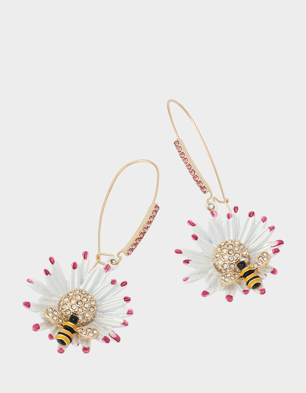 FLOWER BEE EARRINGS WHITE - JEWELRY - Betsey Johnson - view 2