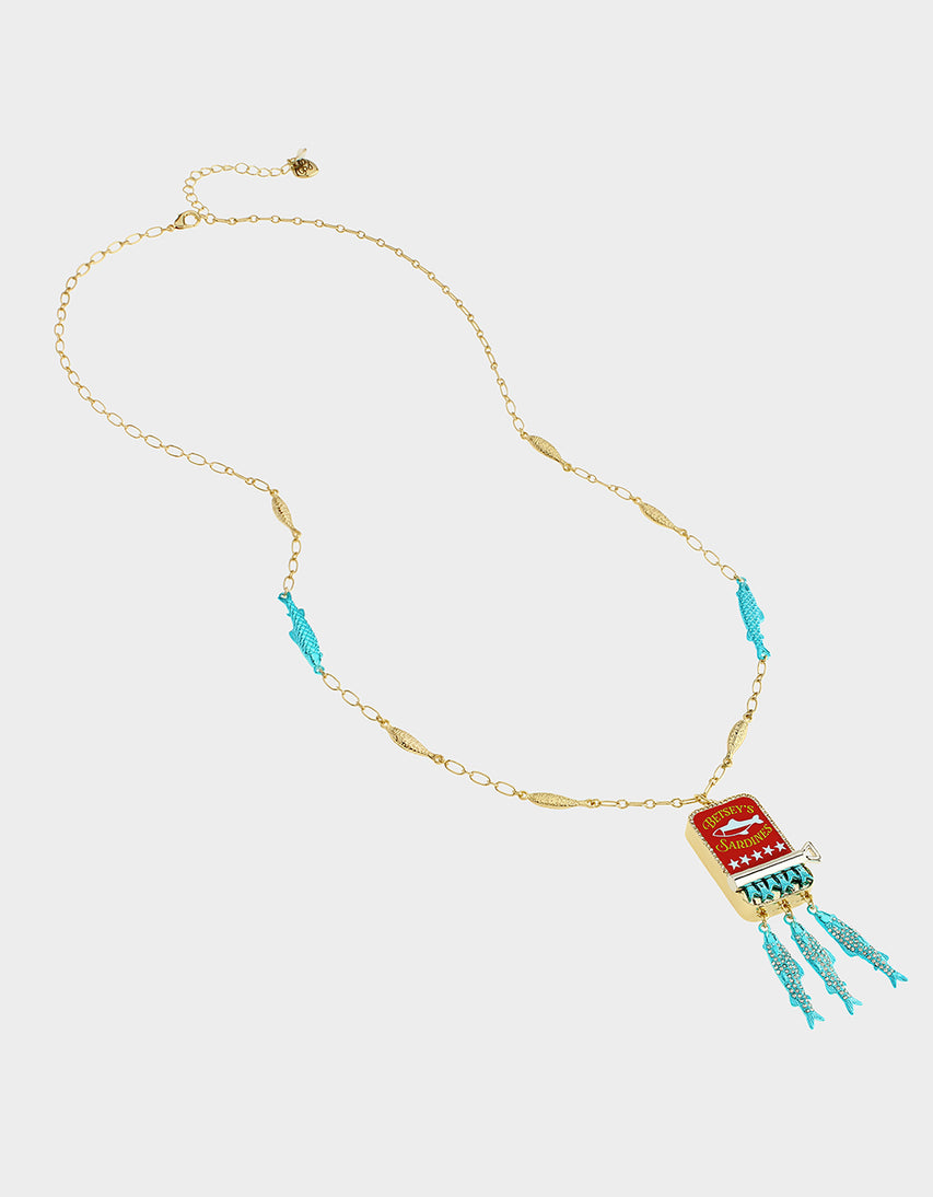 SARDINES LONG PENDANT NECKLACE BLUE - JEWELRY - Betsey Johnson