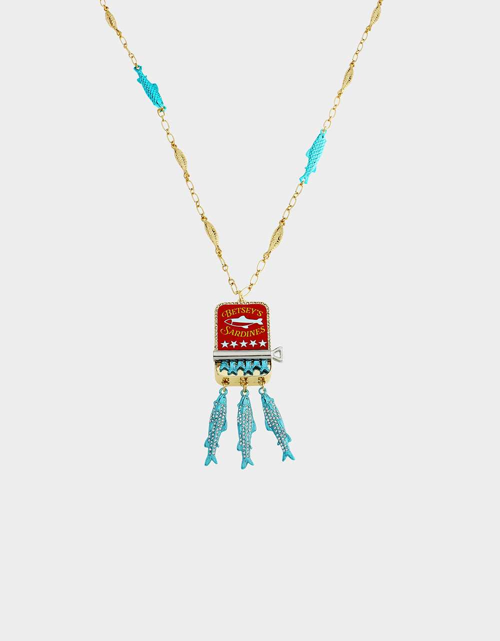 SARDINES LONG PENDANT NECKLACE BLUE - JEWELRY - Betsey Johnson - view 3