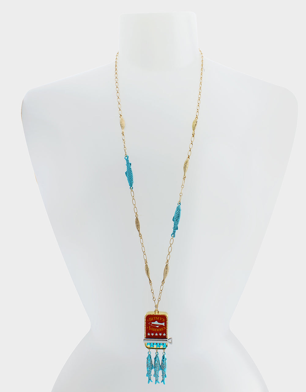 SARDINES LONG PENDANT NECKLACE BLUE - JEWELRY - Betsey Johnson - view 4