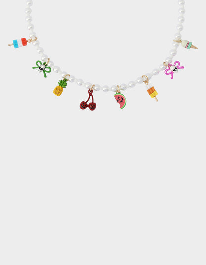 SUMMERWEEN CHARM FRONTAL NECKALCE PEARL - ACCESSORIES - Betsey Johnson
