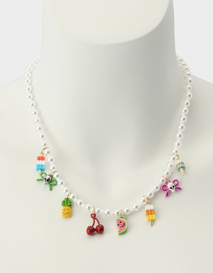 SUMMERWEEN CHARM FRONTAL NECKALCE PEARL - ACCESSORIES - Betsey Johnson